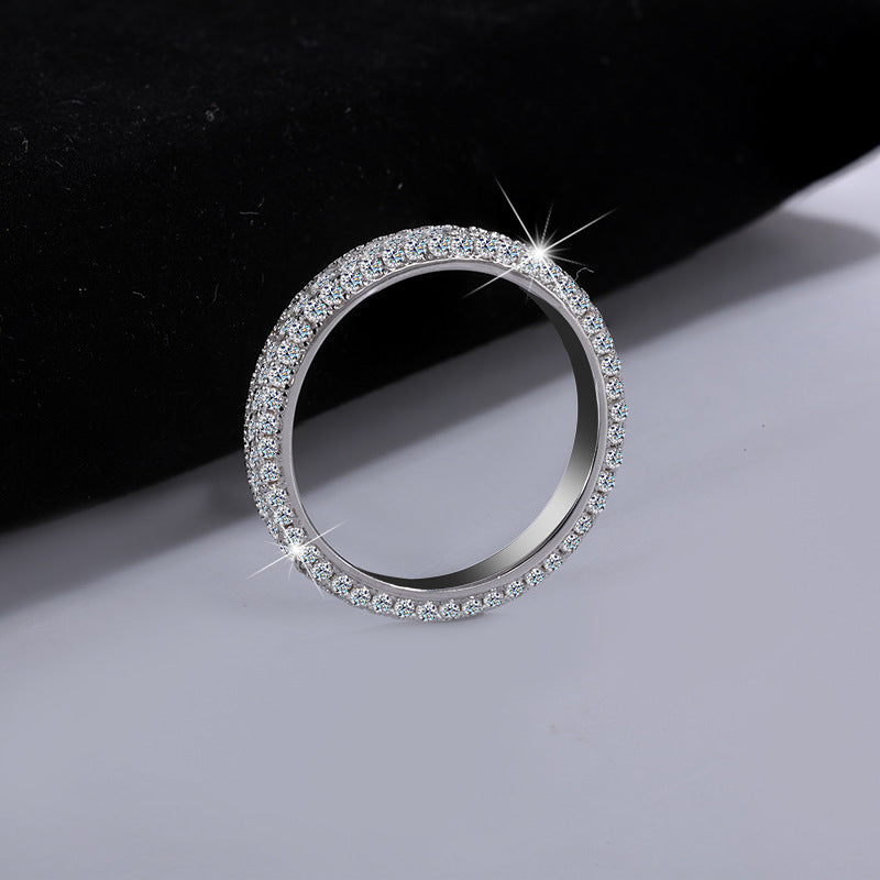 Cross-border hot sale S925Sterling Silver Moissanite Full Diamond Ring Fashionable Elegant Women's Ring Non-Fading Factory Wholesale