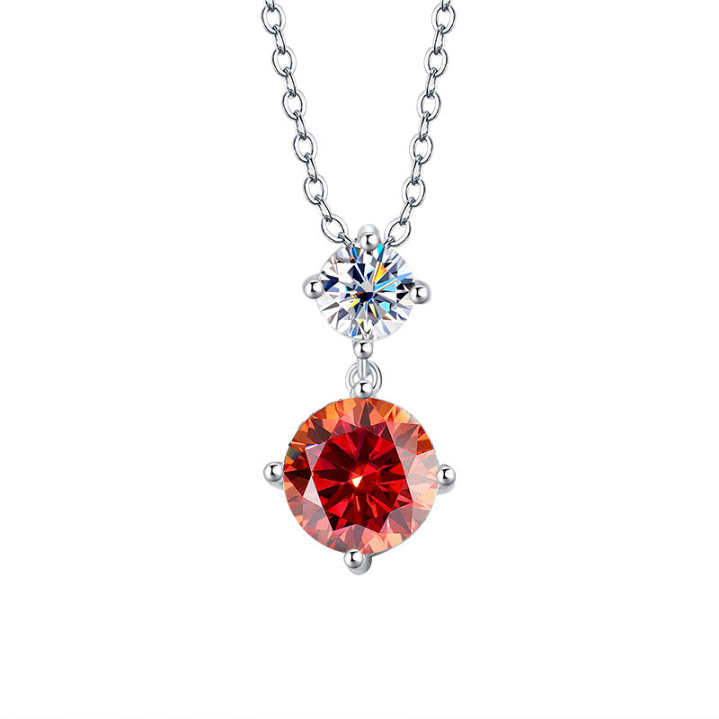 Cross-border Wholesale Direct Sales S925Sterling Silver Moissanite Gourd Necklace for Women Fashion Simple Pendant High-end Clavicle Chain