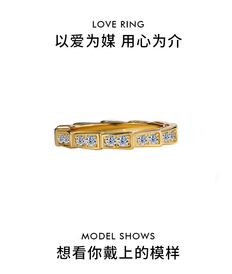 Cross-Border S925Pure Silver Korean Style Snake Ring High Micro Inlaid Full Diamond Fashion Versatile Unisex Ring Factory Wholesale