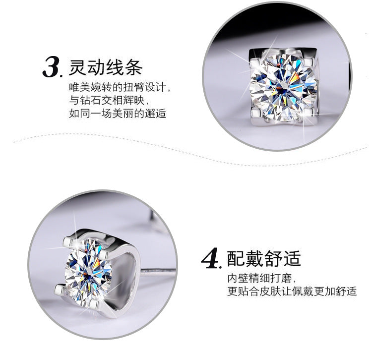 s925Genuine Moissanite Bull Head Earrings1Carat Temperament Simple Moissanite Gift Earrings Live Streaming Source