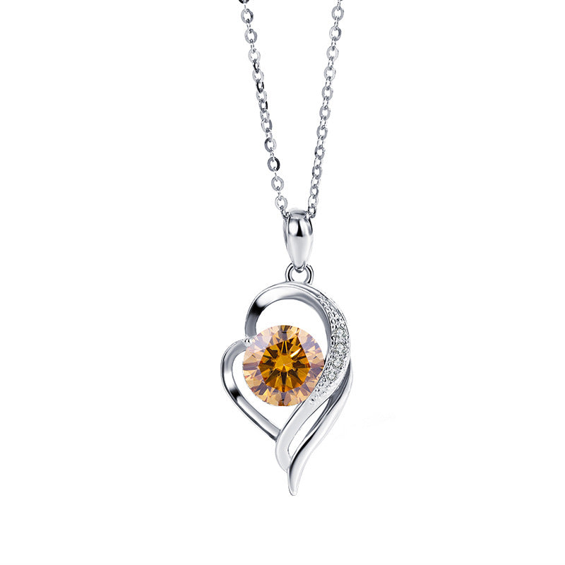 925Sterling Silver VVS1Level Moissanite Diamond Love You Forever One Carat Diamond Necklace Light Luxury Versatile Collarbone Chain