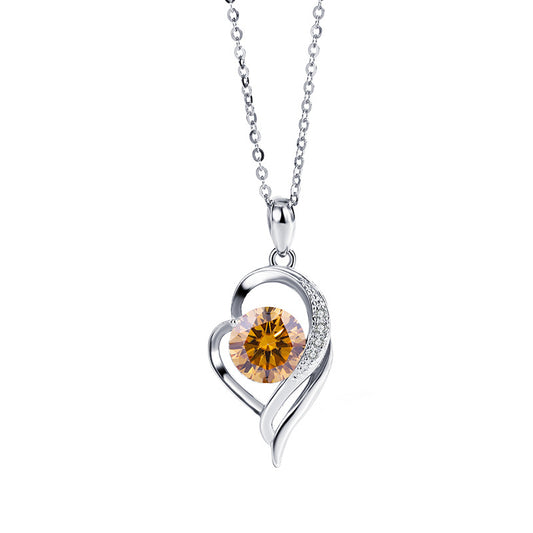 925Sterling Silver VVS1Level Moissanite Diamond Love You Forever One Carat Diamond Necklace Light Luxury Versatile Collarbone Chain