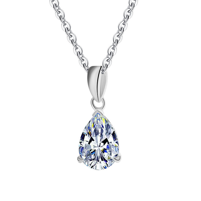 Cross-border hot selling S925Pure Silver Moissanite Pendant Water Drop Necklace for Women Simple Irregular Collarbone Chain Factory Wholesale