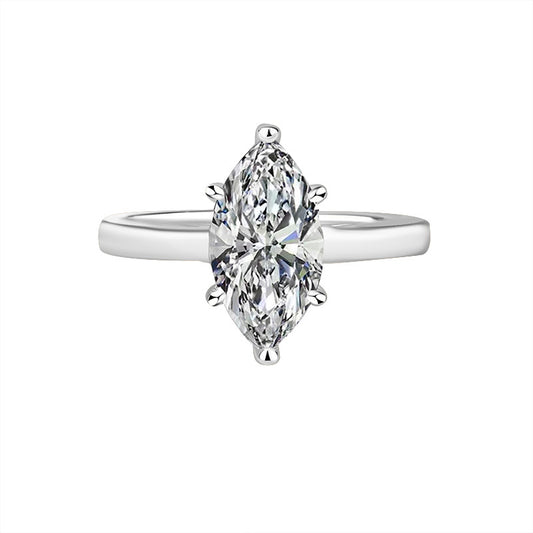 Cross-Border Direct Sales S925Silver Moissanite Horse Eye Ring Simple Fashion High-end Moissanite Women's Ring Factory Wholesale