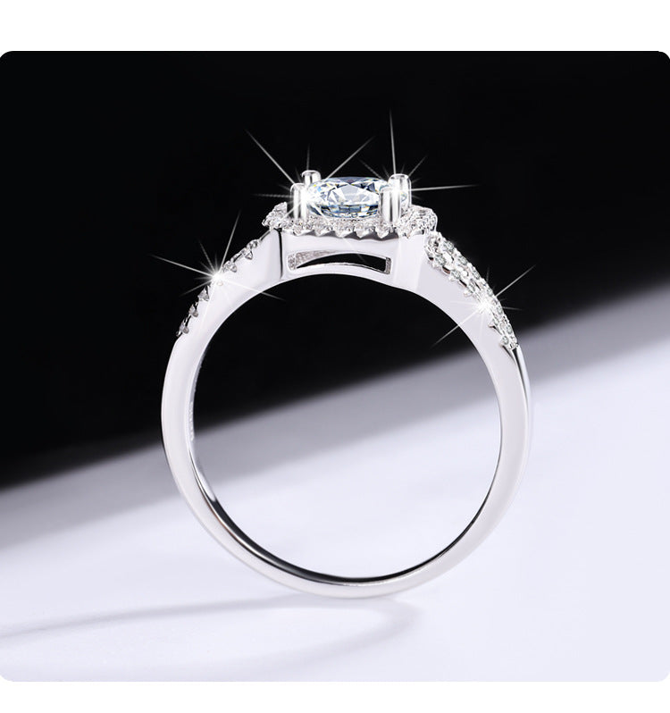 S925Sterling Silver Ring Double Row Square Moissanite Ring Proposal Wedding Women's Diamond Ring Manufacturer Wholesale Genuine Diamond Direct Sale