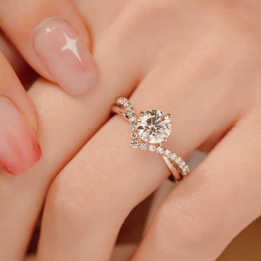 Cross-border hot selling S925Sterling Silver Moissanite Couple Rings Adjustable Open Proposal Wedding Rings Factory Wholesale