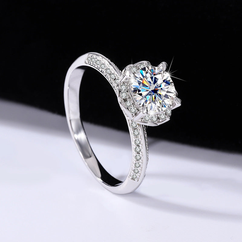 925Pure Moissanite Silver Moissanite Diamond Handheld Flower Women's Ring Rose Fashion Classic Jewelry Manufacturer Wholesale
