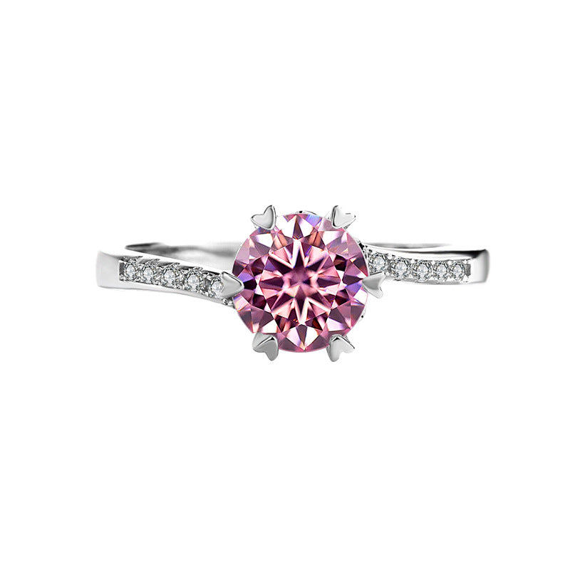 s925Sterling Silver Ring Twisted Arm Snowflake Moissanite High-end Fashion Women's Cross-border E-commerce Diamond Wholesale