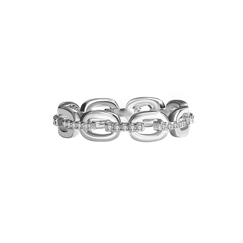 Cross-Border Europe and America s925Sterling Silver Moissanite Ring for Women, Diamond-Studded Index Finger Ring, Elegant Internet Celebrity Style ins Wholesale Silver Rings