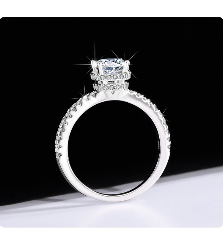 s925Sterling Silver Sunset Color Moissanite Ring for Women, TikTok Popular Fashion Wedding Ring, Live Wholesale