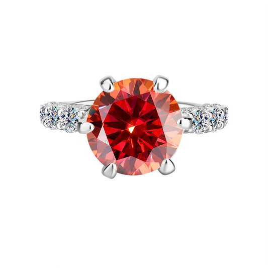 S925Silver Luxury Inlaid Moissanite White Moonlight Ring Light Luxury Exquisite Fashion High-end Goddess Style Women's Ring Factory Wholesale