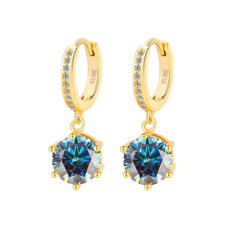 Exclusive for cross-border S925Silver Moissanite Classic Six-Prong Earrings Moissanite Diamond Earrings for Women Fashion Versatile Ear Clips Wholesale