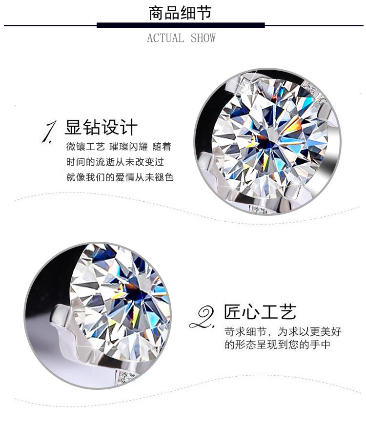 s925Silver Ring Bull Head3Claroissanite Diamond Ring for Women Double Row Diamond Ring Pigeon Egg Wedding Ring Live Streaming Exquisite