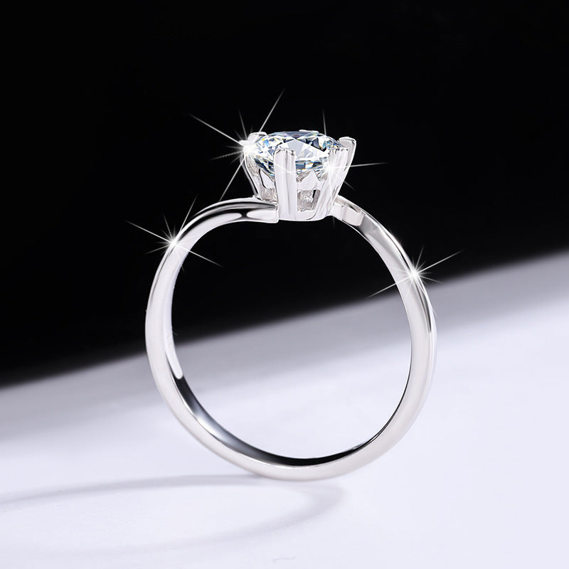 s925Sterling Silver Moissanite Ring Twisted Arm Snowflake Ring Six-Prong Classic Crown Moissanite Women's Ring Factory Direct Sale