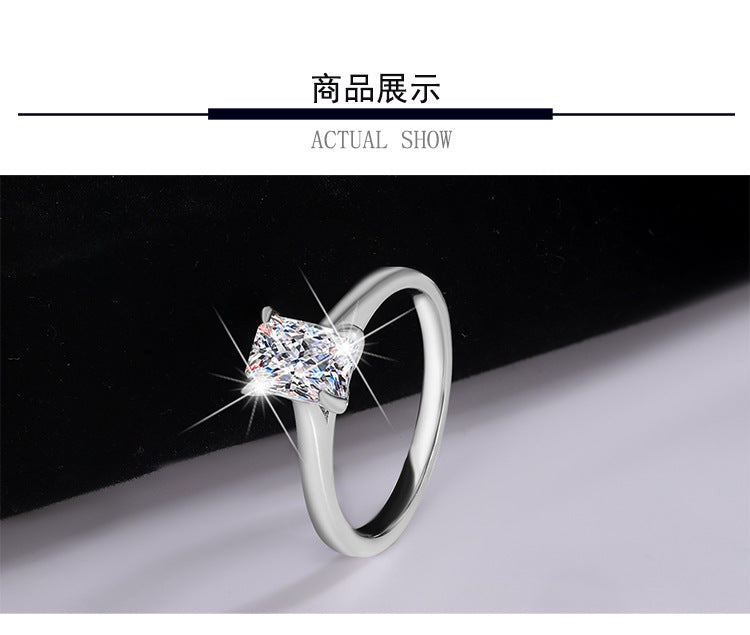 Aliexpress Hot Sale S925Pure Silver Moissanite Ring D Color1Clarety Cut Moissanite Ring Wholesale