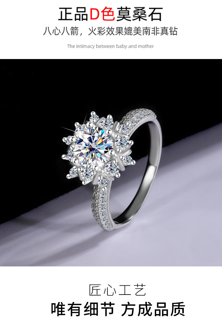 Cross-border new arrival S925Silver Moissanite Princess of First Snow1Carat Ring Female Wedding Gift Diamond Ring Spot Wholesale