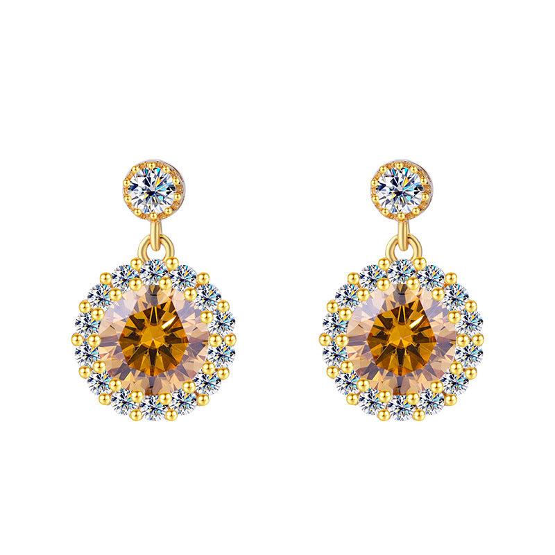Cross-Border Direct Sales S925Sterling Silver Moissanite Round Stud Earrings Simple Elegant High-end Earrings Moissanite Jewelry Wholesale