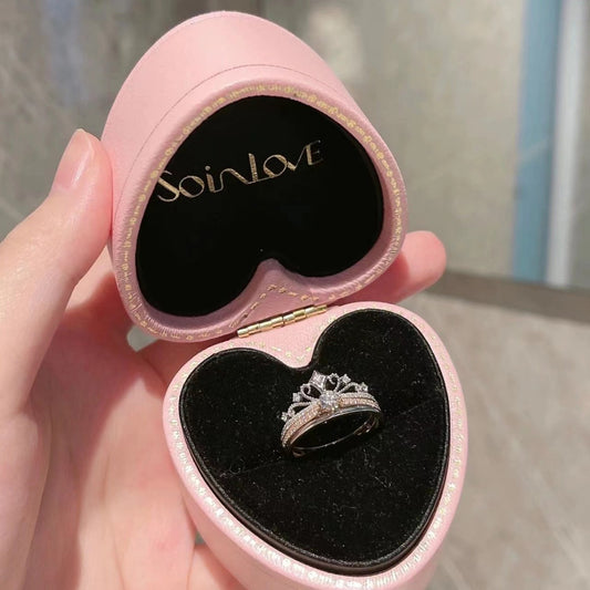 Cross-Border Exclusive Pure Silver Moissanite Castle Fireworks Layered Double Rose Gold Color-Blocked Women's Diamond Ring Factory Wholesale