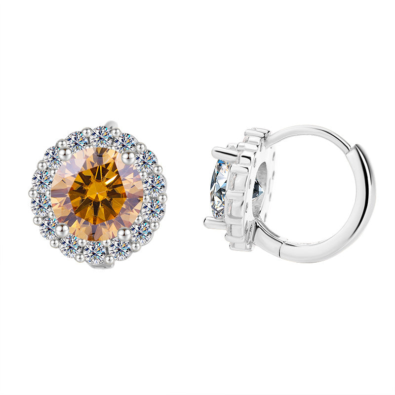 Cross-border hot selling S925Pure Silver Sunflower Moissanite Earrings Simple Elegant Earrings Moissanite Jewelry for Women Wholesale
