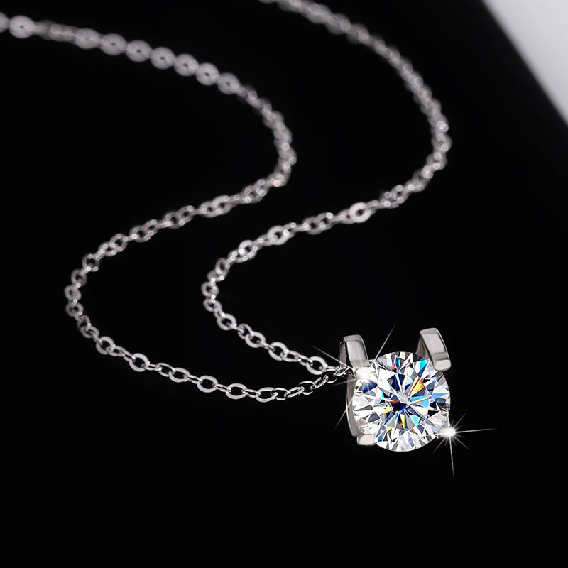 s925Pure Silver Bull Head Necklace Silver Pendant Moissanite Necklace for Women Classic Fashion Collarbone Chain In Stock Wholesale