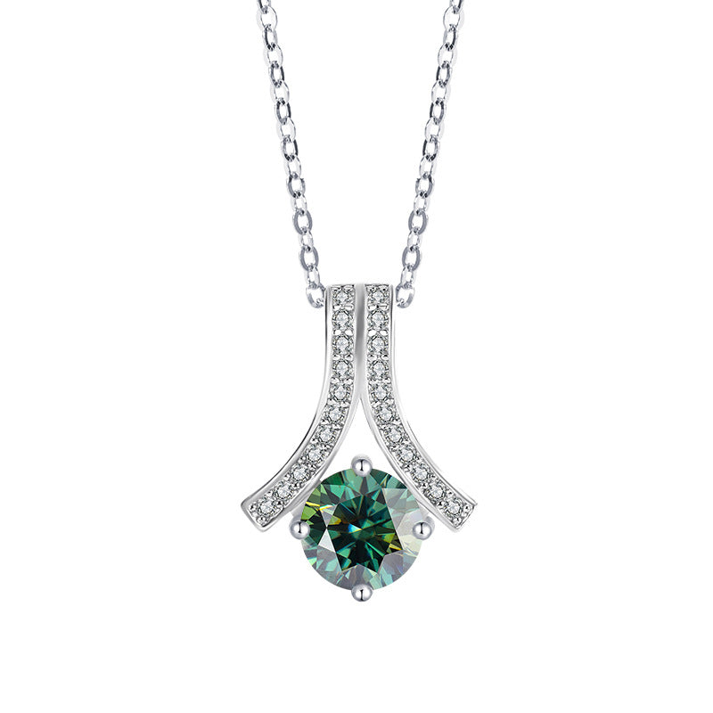 s925Sterling Silver Herringbone Necklace Silver Pendant Moissanite Women's Classic Jewelry Fashion Collarbone In Stock Wholesale