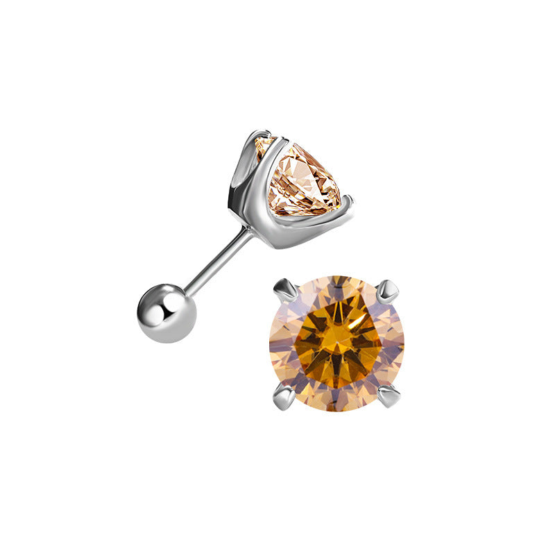 Cross-Border925Silver Moissanite Earrings Four Prong Screw Earrings 50Points1Carat 2Carat Fashion Simple Earrings