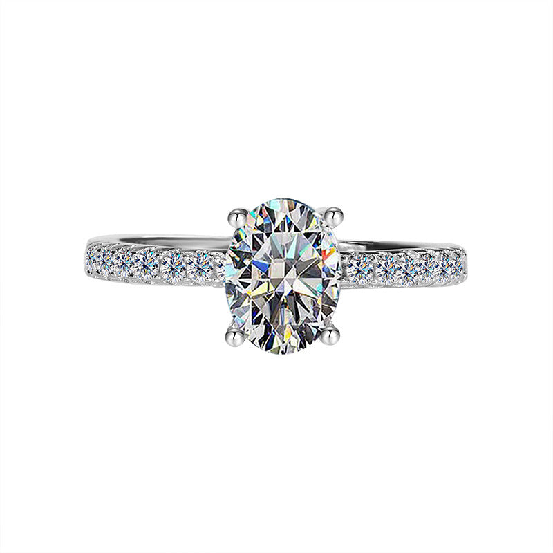 Hot Sale S925Silver Female Pigeon Egg Proposal Diamond Ring High-end Irregular Pigeon Egg Shape Moissanite Ring Factory Wholesale