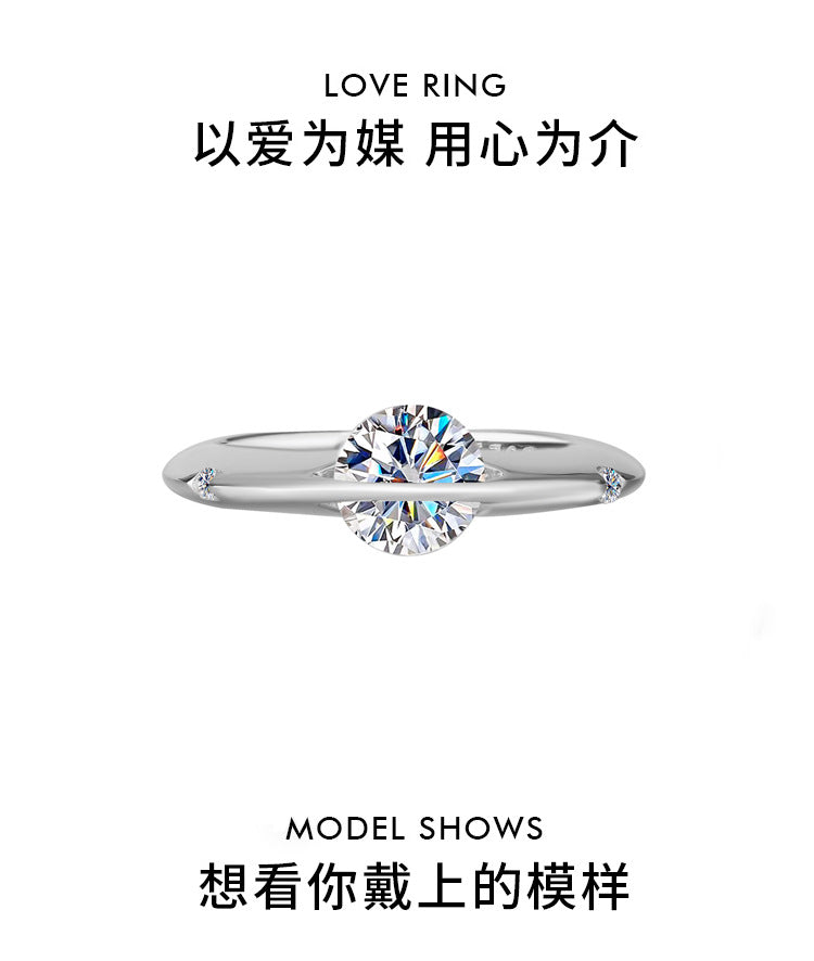 Cross-border hot selling S925Sterling Silver Moissanite Sparkling Planet Surrounding Rotating High-end Women's Ring Factory Wholesale