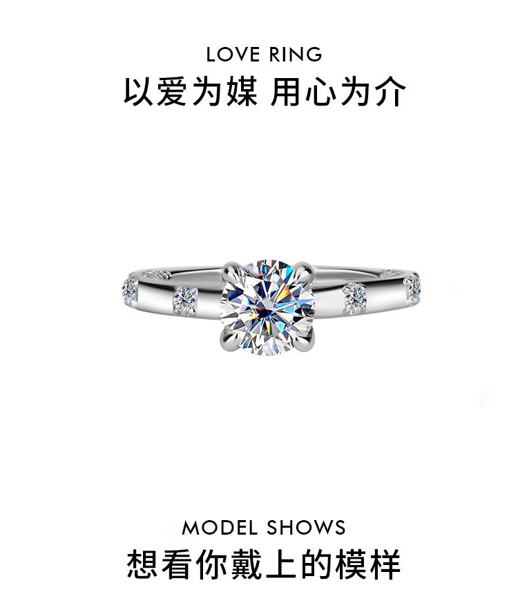 Exclusive for cross-border S925Pure Silver Moissanite Sun Never Sets Women's Diamond Ring Fashion Light Luxury Style Women's Wedding Ring Wholesale