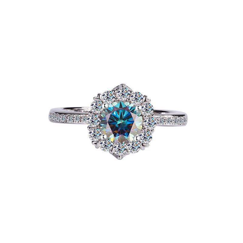 S925Silver Moissanite Galaxy Diamond Ring for Women, Platinum Plated, Proposal, Wedding, Princess, Radiant Star Diamond Ring Wholesale