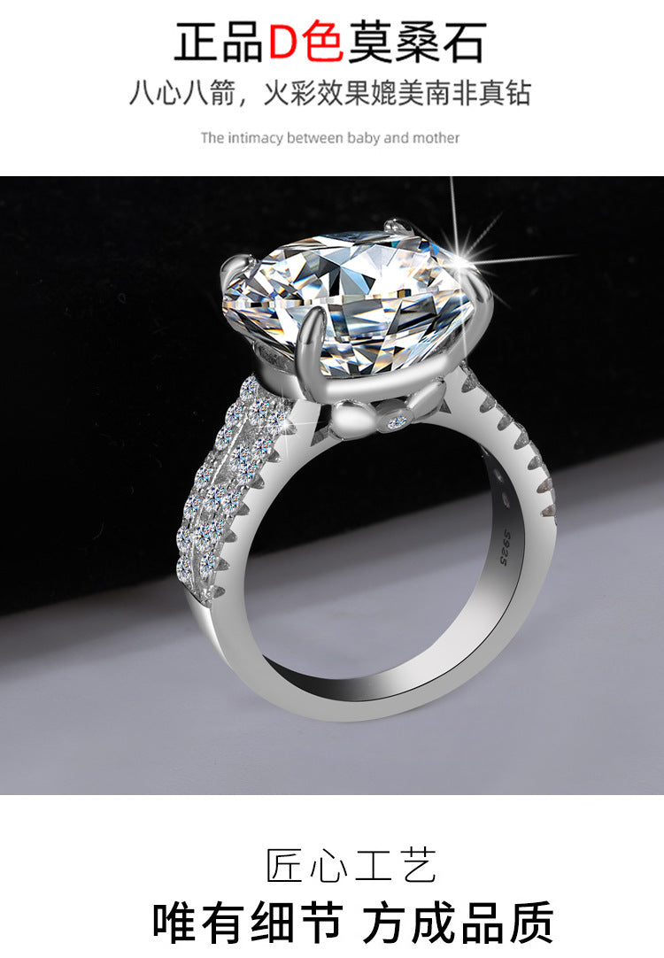 Cross-Border S925Sterling Silver Bow Pigeon Egg10Clamoissanite Ring Luxury Super Flash Women's Ring Factory Wholesale