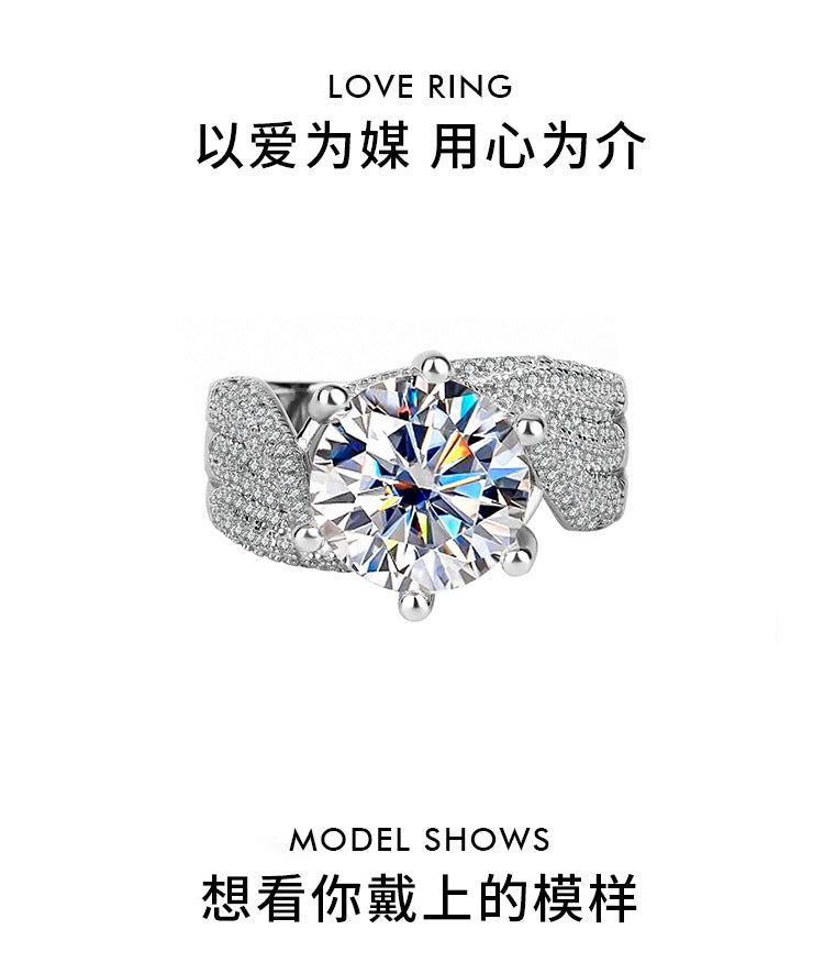 #501   925Pure Silver Genuine Moissanite Diamond Ring5Kara III Love Story Wedding Proposal Birthday Gift Ring for Girlfriend