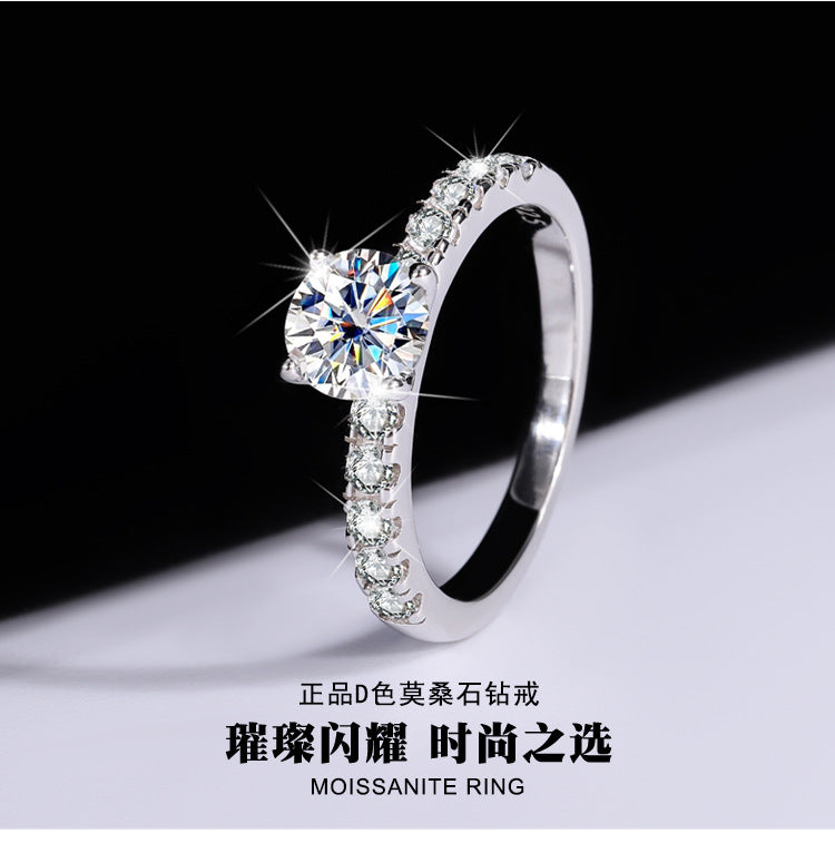 Exclusive for cross-border S925Sterling Silver Moissanite Luxury Four-Claw Couple Rings Wedding Birthday Gift Rings for Girlfriend