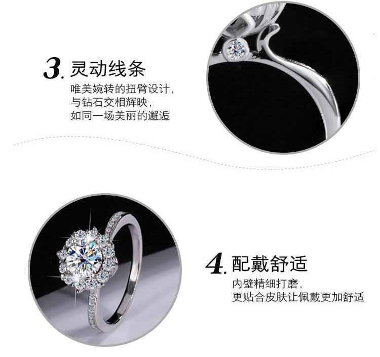 S925Silver Moissanite Galaxy Diamond Ring for Women, Platinum Plated, Proposal, Wedding, Princess, Radiant Star Diamond Ring Wholesale