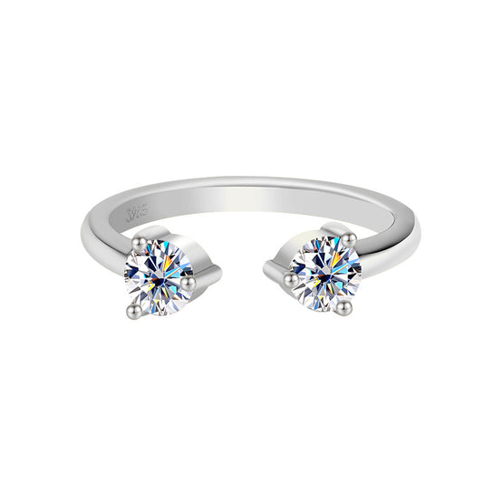 Cross-border hot selling S925Sterling Silver Couple Companion Rings Moissanite Diamond Set Rings Stackable Women's Rings Factory Wholesale
