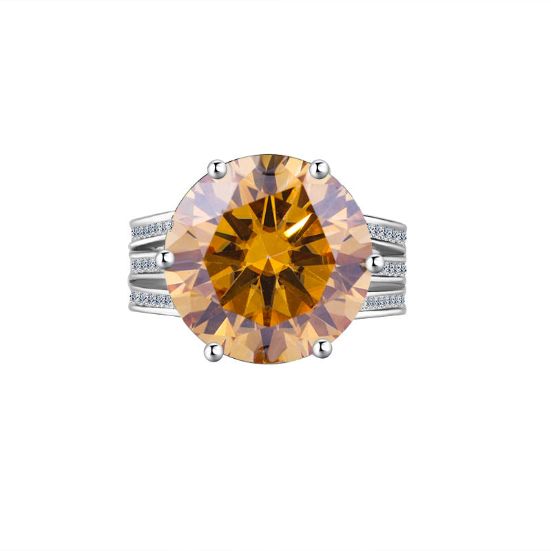 Cross-border European and American Luxury Pigeon Egg S925Silver Crescent Moon Eye Moissanite Ring High-end Ultra Sparkling Women's Ring Wholesale