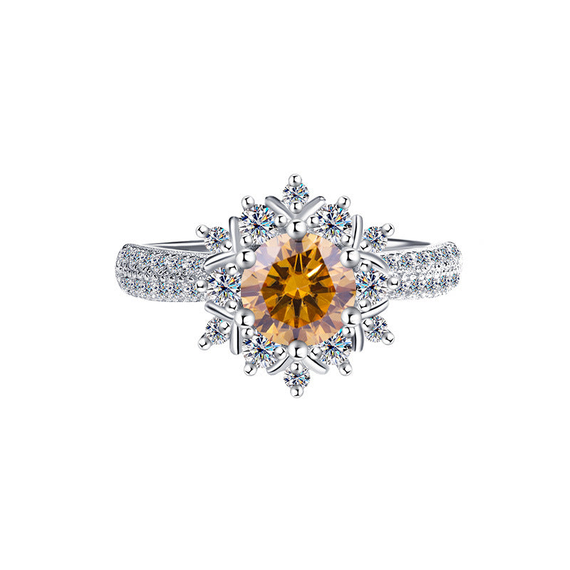 Cross-border new arrival S925Silver Moissanite Princess of First Snow1Carat Ring Female Wedding Gift Diamond Ring Spot Wholesale