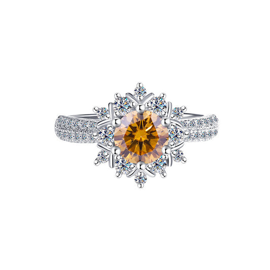 Cross-border new arrival S925Silver Moissanite Princess of First Snow1Carat Ring Female Wedding Gift Diamond Ring Spot Wholesale