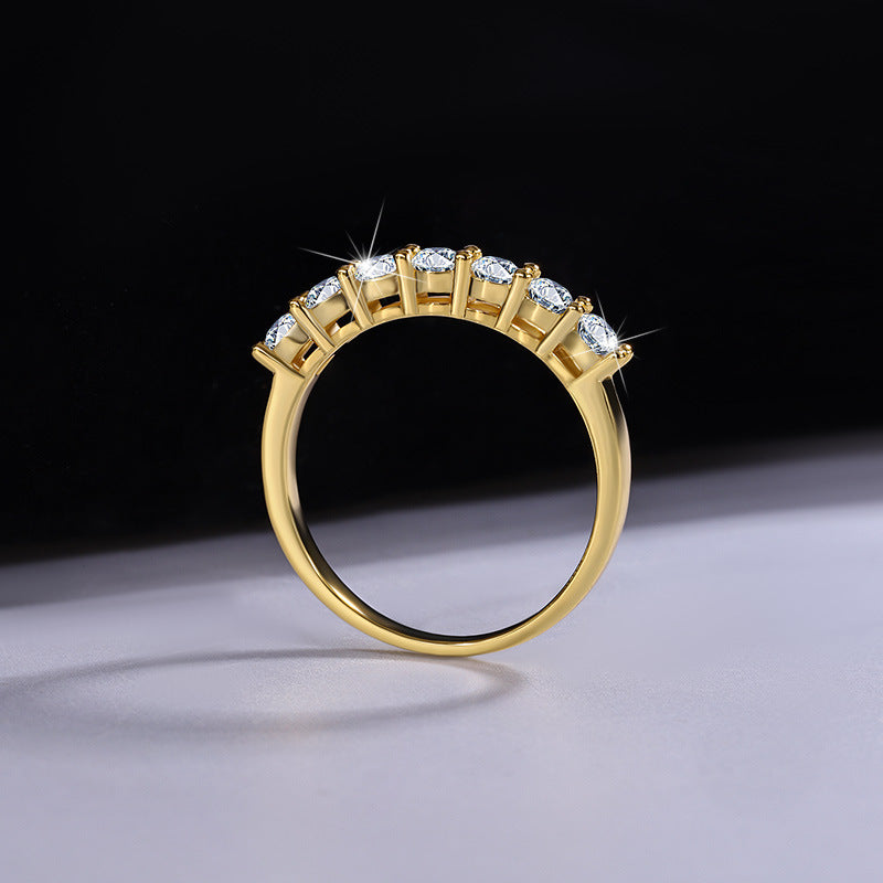 Moissanite Couple Rings Waist Size Moissanite Row Diamond Ring Women's Layered Simple Tail Ring Couple Pure Silver Plated18K Gold