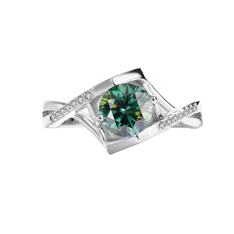 s925Sterling Silver Ring Moissanite Women's Ring Twist Arm Micro Inlay Angel's Kiss Proposal Factory Wholesale Moissanite