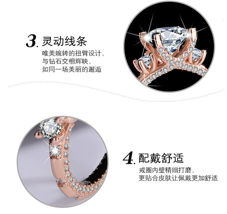 Popular S925Sterling Silver Sparkling Moissanite Diamond Ring Two Carat Birthday Gift Proposal Ring Live Streaming Source Dropshipping