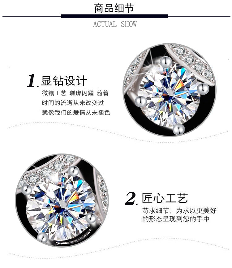 s925Sterling Silver Herringbone Necklace Silver Pendant Moissanite Women's Classic Jewelry Fashion Collarbone In Stock Wholesale