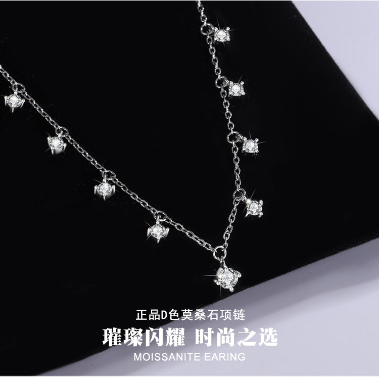 Cross-border Sparkling Moissanite Graff Collarbone Chain s925Sterling Silver1.1Carat Necklace Women's Light Luxury Fashion Accessories