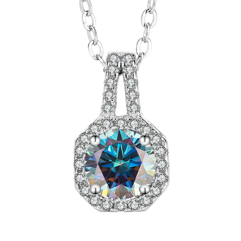 s925Sterling Silver1Clamoissanite Pendant Necklace Silver Pendant Women's Style T Home Square Diamond Pendant Jewelry Live Wholesale