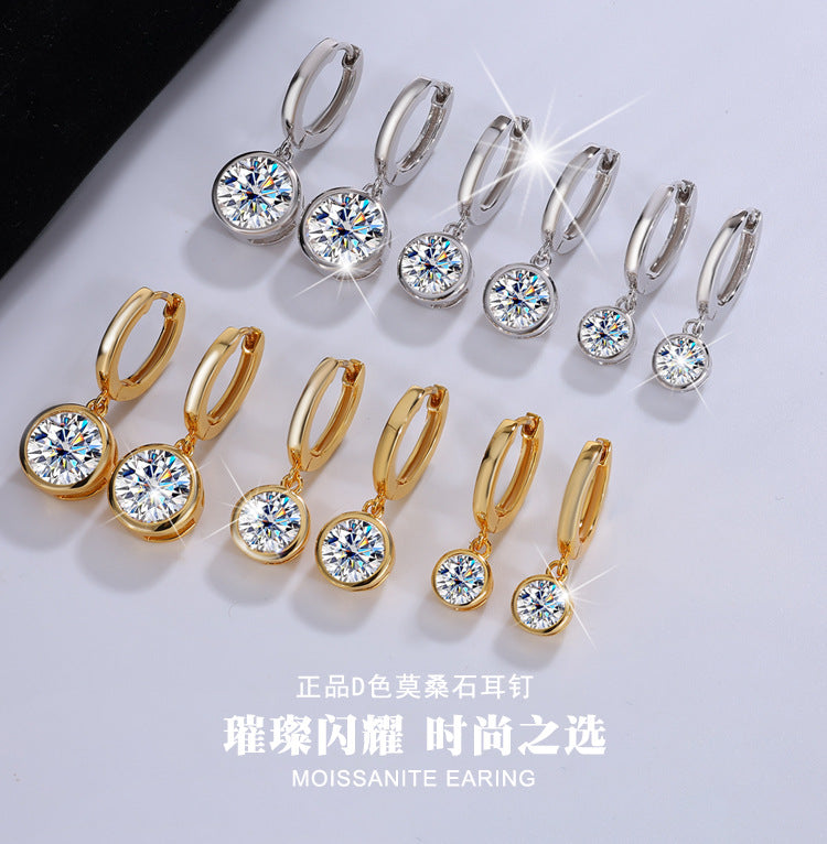 Cross-border wholesale Moissanite Bubble Earrings S925Silver Moissanite Earrings for Women Simple Fashion High-end Ear Jewelry