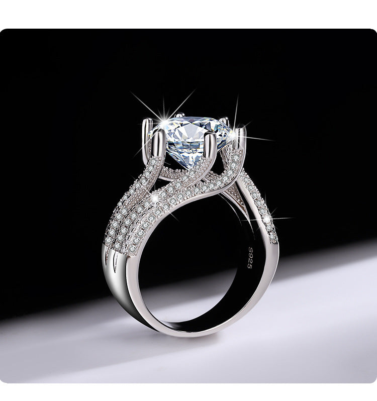 #501   925Pure Silver Genuine Moissanite Diamond Ring5Kara III Love Story Wedding Proposal Birthday Gift Ring for Girlfriend