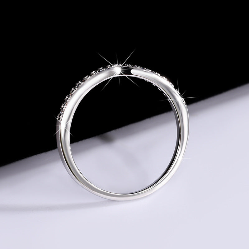 Sterling Silver V Moissanite Ring for Women, Stackable, Simple Couple Design, Pure Silver Plated18K Platinum Factory Direct Sale Heart Shape