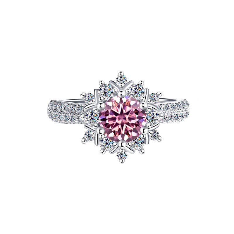 Cross-border new arrival S925Silver Moissanite Princess of First Snow1Carat Ring Female Wedding Gift Diamond Ring Spot Wholesale