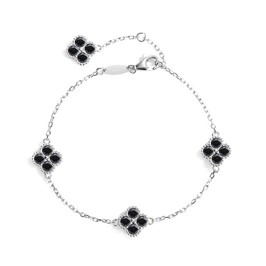 S925Silver Moissanite Four-Leaf Clover Bracelet Moissanite Simple Women's Bracelet TikTok Kuaishou Live Streaming Factory Direct Sale