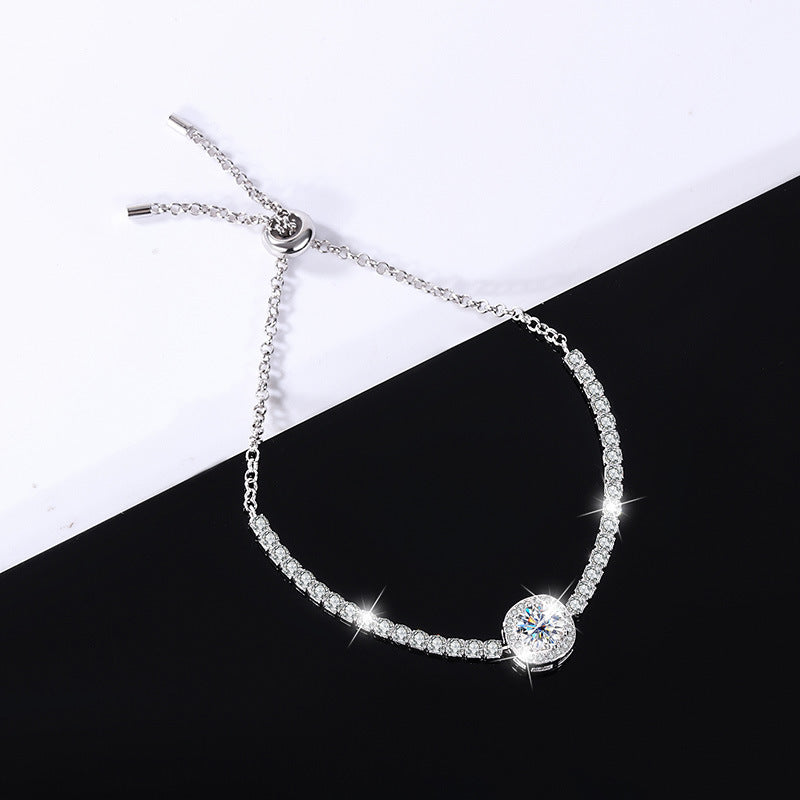 S925Silver Moissanite Bracelet Real Diamond Moissanite Square Bag Simple Women's Style TikTok Kuaishou Live Streaming Factory Direct Sale